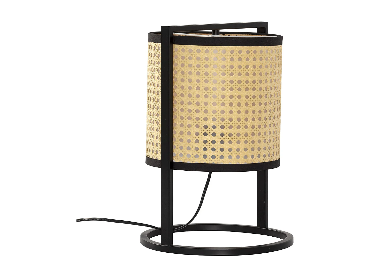 Lampa stołowa Ukara z syntetycznego rattanu, średnica 38 cm. 684277