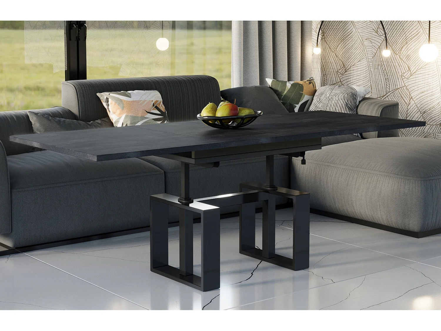 Ława rozkładana podnoszona EMPOLI 110(170)x65 beton ciemny 1053501