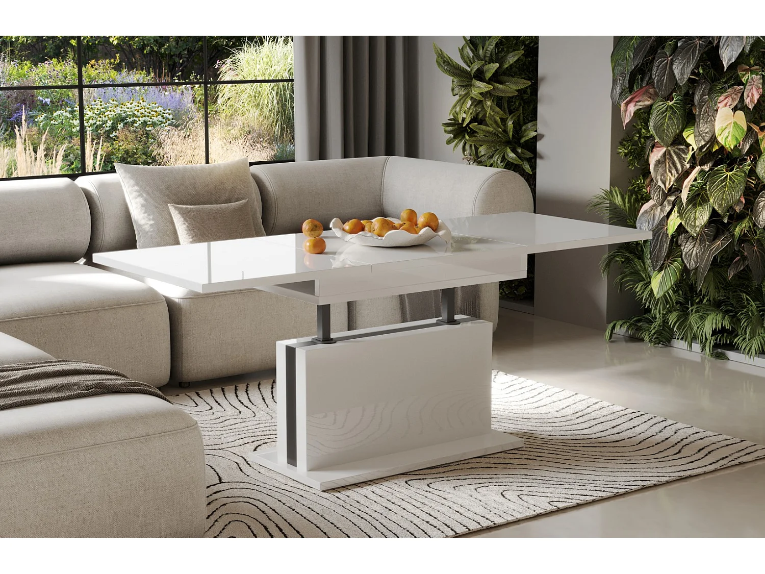 Ława rozkładana podnoszona SOLARIS 110(170)x65 biały połysk 1053511 - obrazek 1