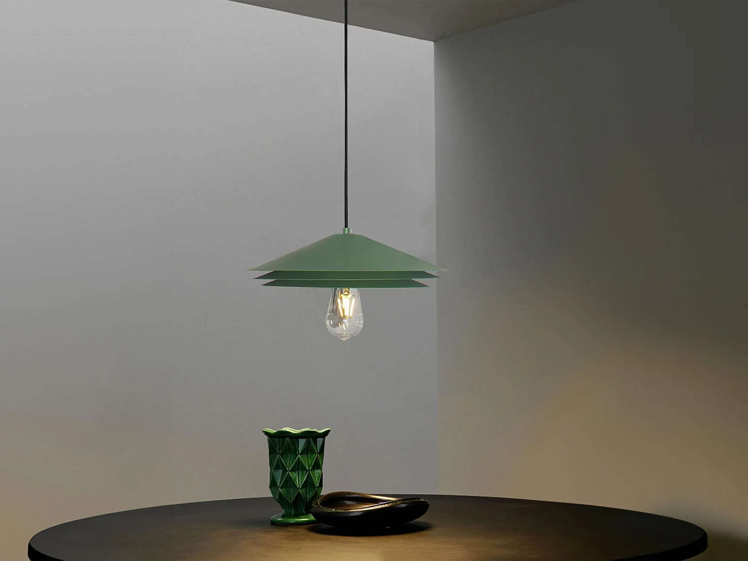 Lampa sufitowa z metalu - śr. 35 x wys. 161 cm - Zielony - KIRUNA 132167 - obrazek 1