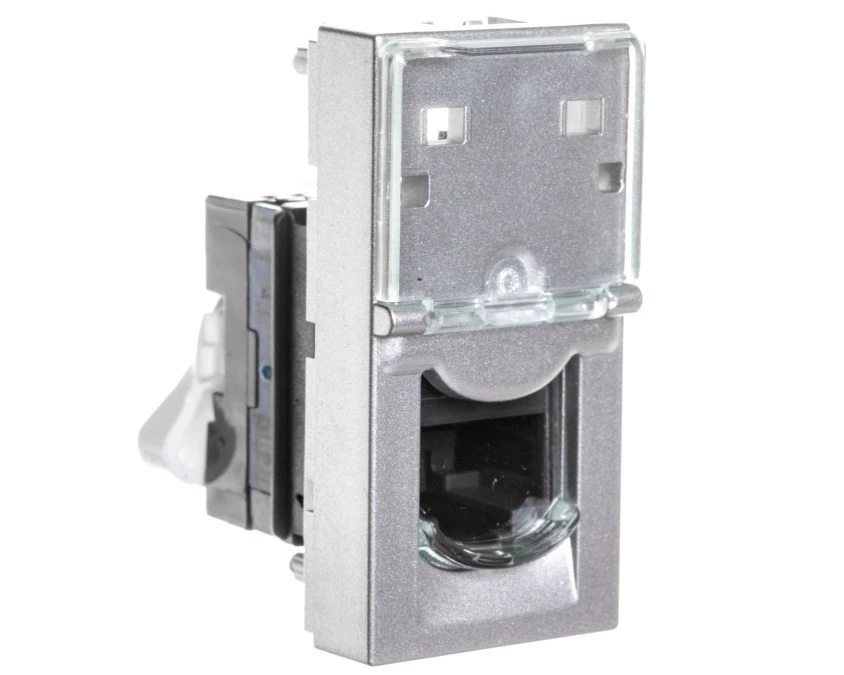 MOSAIC Gniazdo komputerowe pojedyncze RJ45 kat.6 UTP aluminium 079461 - obrazek 1