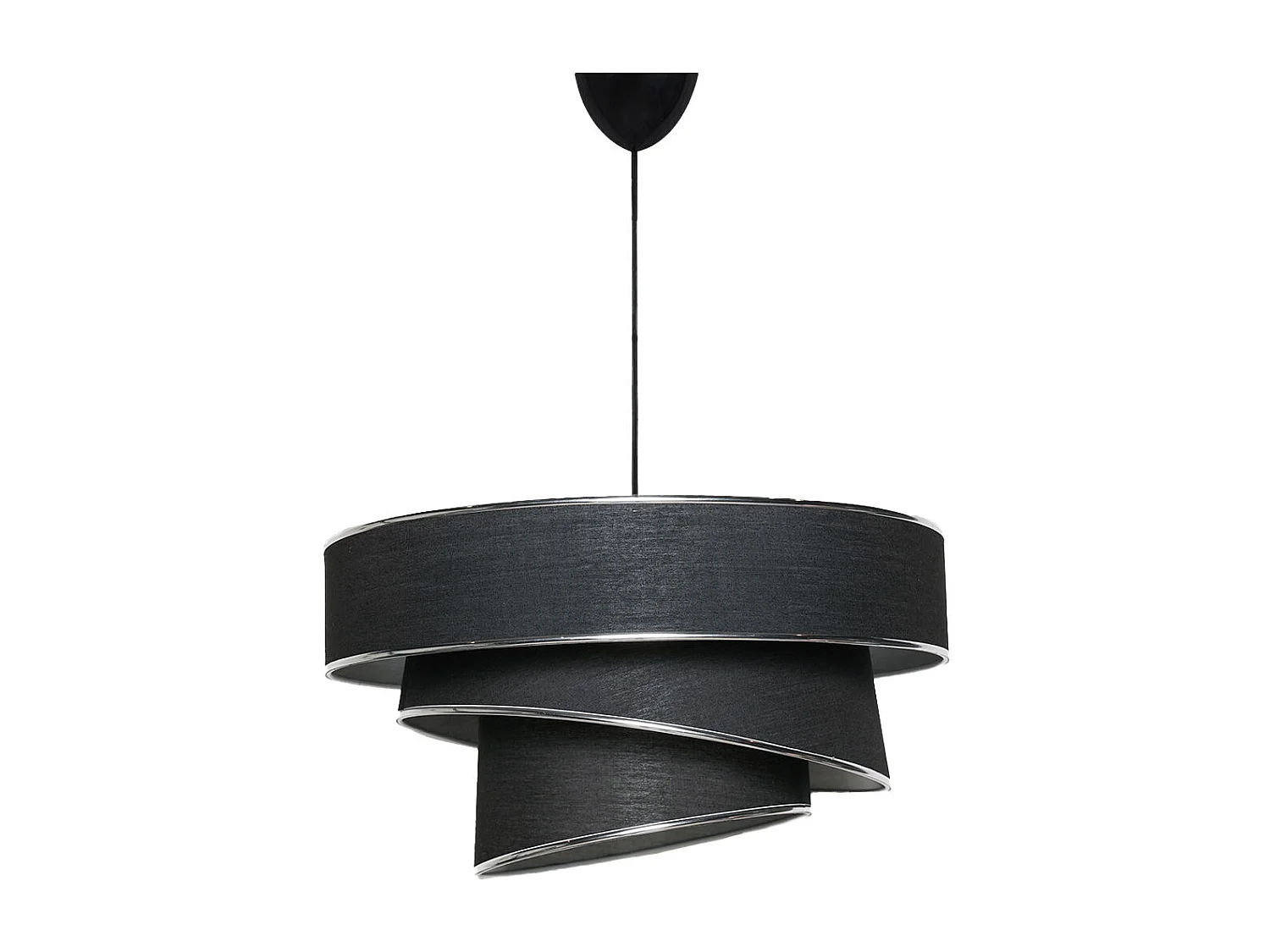 Lampa sufitowa z tkaniny i metalu o regulowanej dł. kabla - śr. 40 x wys. 30-70 cm - Czarny i srebrny - TAIRON 3175581 - obrazek 1