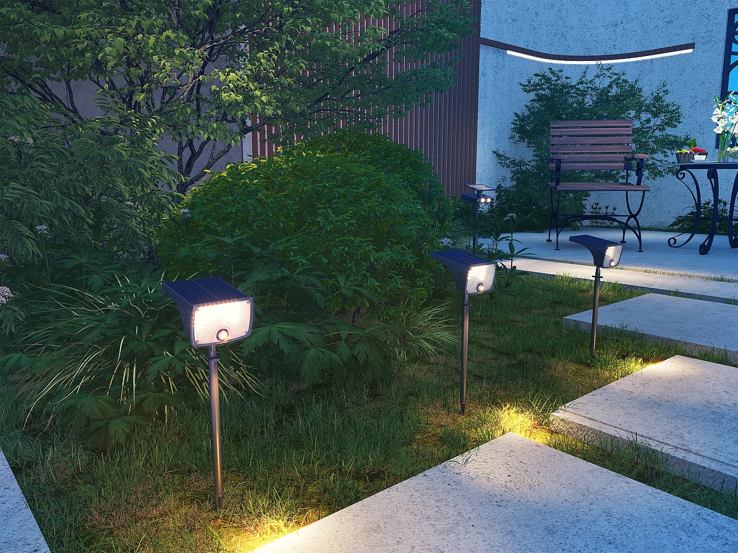 Lampa wbijana lub kinkiet solarny z czujnikiem ruchu - 700 lumenów - CHENDI 2775203 - obrazek 1