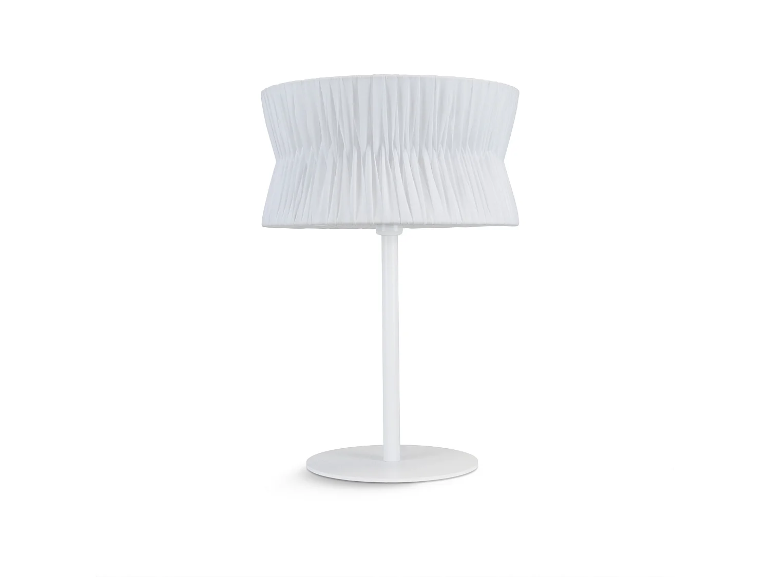 Lampa sto?owa CORA w stylu klasycznym - Wysoko?? 54 cm - E27 40W - plisowany aba?ur wst?gowy ø38,5 cm - kabel 2 m - w??czanie i wy??czanie - stal i biel - IP20 3714799 - obrazek 1