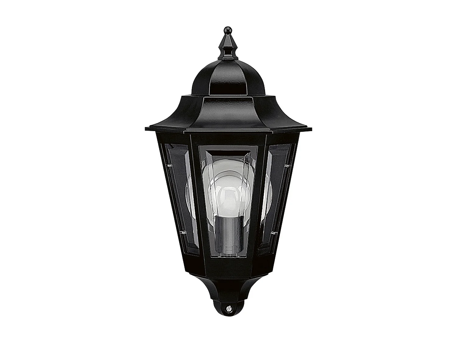 Lampa ?cienna ELITE 6 styl klasyczny – H 32 cm – E14 42W – Szk?o matowe – IP44 – aluminium i czer? 3715021