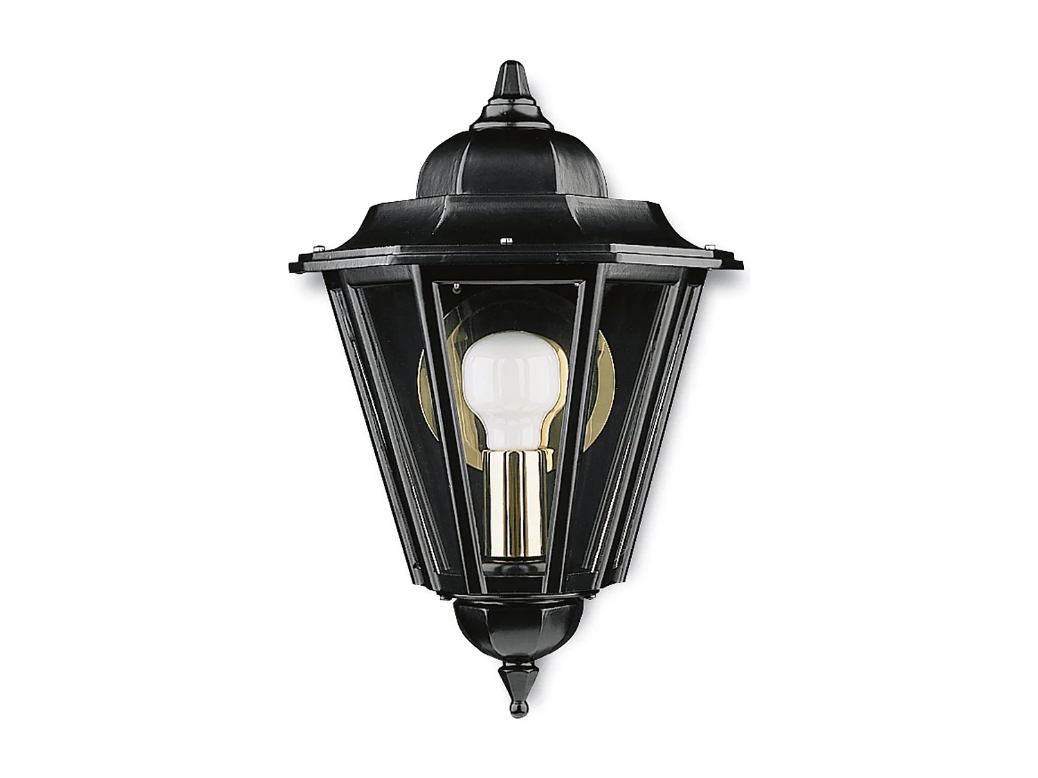 Lampa ?cienna ELITE 6 styl klasyczny – H 40,5 cm – E27 42W – Szk?o matowe – IP44 – aluminium i czer? 3715146