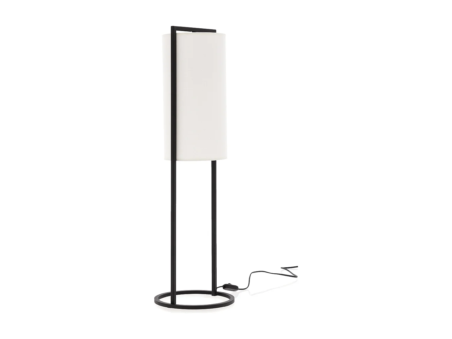 Lampa pod?ogowa SINTRA styl nowoczesny - Wysoko?? 79 cm - E27 40W - klosz ø28 cm - kabel 2 metry - w??czanie i wy??czanie - stal i bawe?na - czarny 3716160 - obrazek 1
