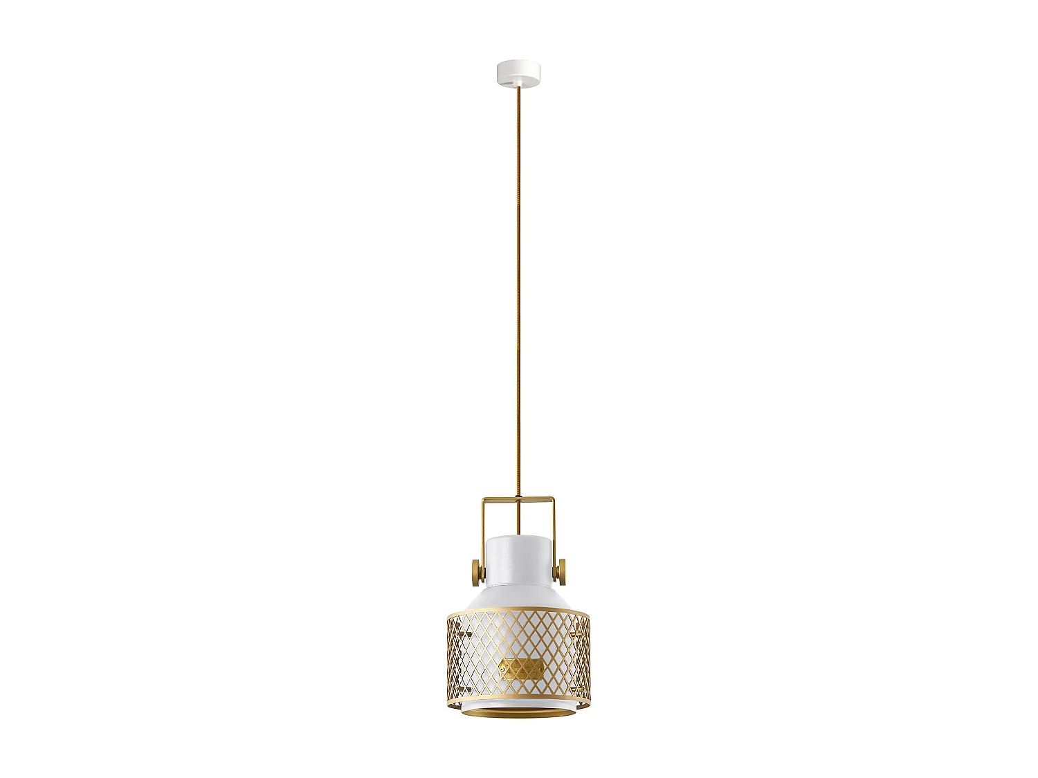 Lampa sufitowa TOSCA w nowoczesnym stylu - g?. 20,4 cm x wys. 150 cm - E27 60W - IP20 - do u?ytku wewn?trznego - stal i aluminium - bia?y i z?oty 3716387 - obrazek 1