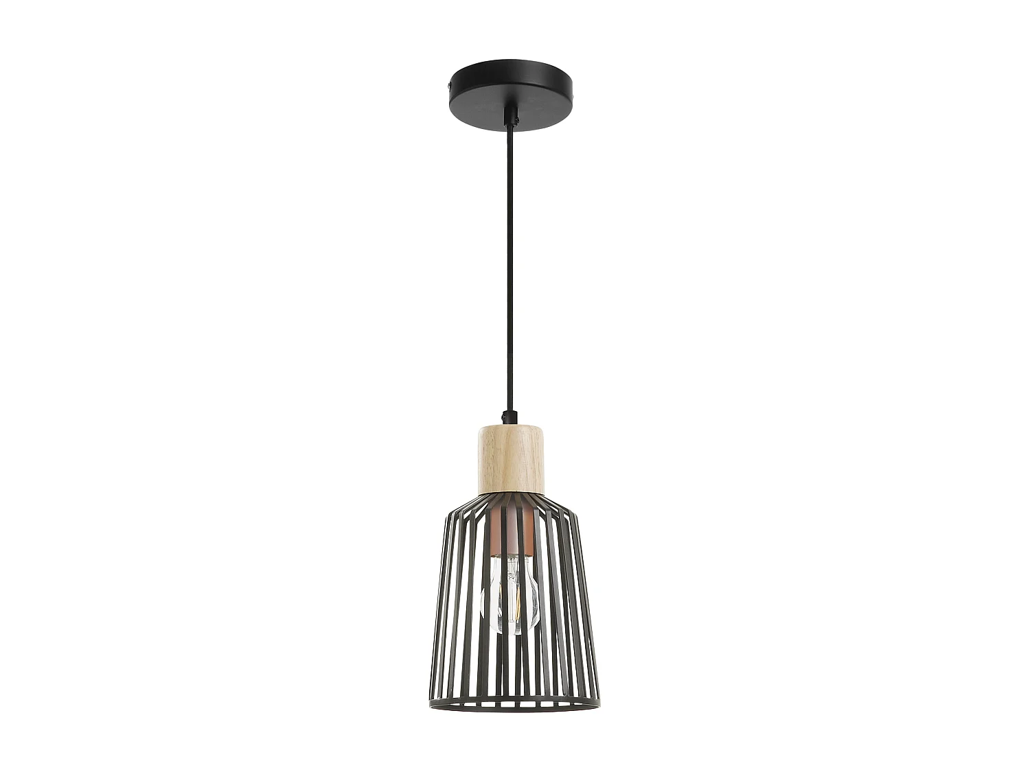 Lampa sufitowa BAGUET w nowoczesnym stylu - wys. 120 cm x g?. ø16 cm - E27 42W - ip20 - stal i drewno - czarny 3716394 - obrazek 1