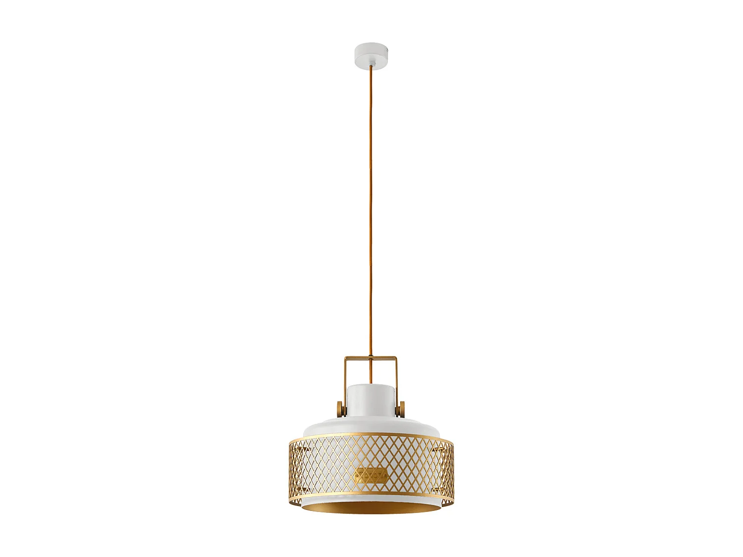 Lampa sufitowa TOSCA w nowoczesnym stylu - g?. 33 cm x wys. 150 cm - E27 60W - IP20 - do u?ytku wewn?trznego - stal i aluminium - bia?y i z?oty 3716403 - obrazek 1