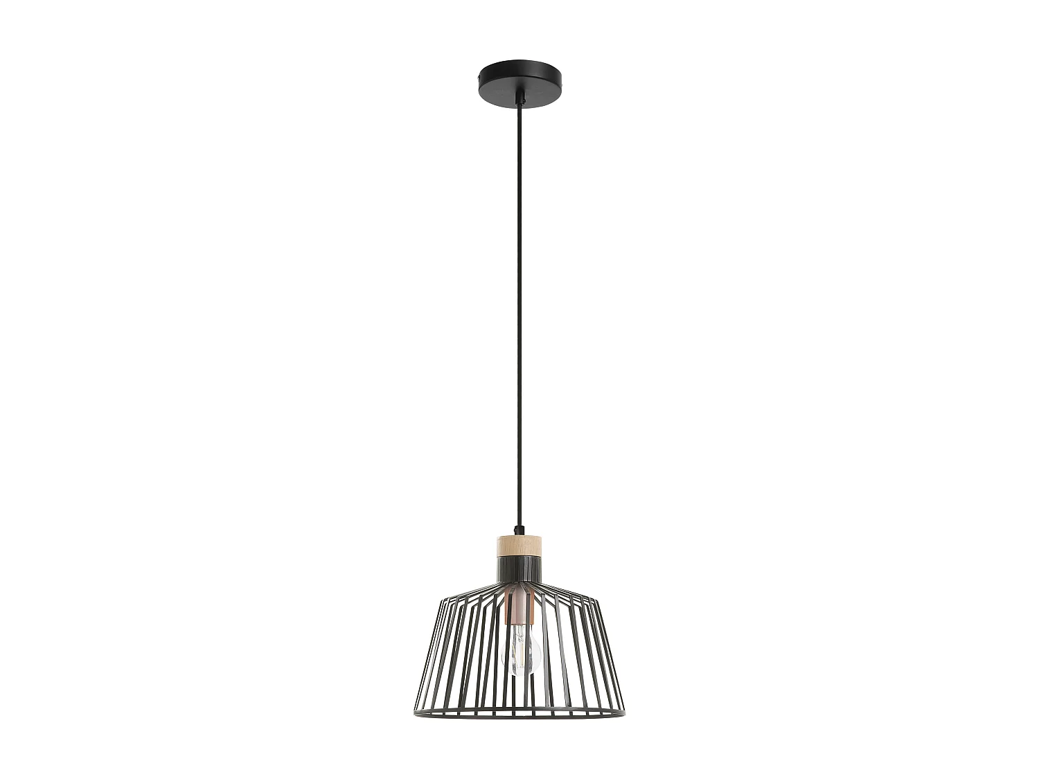 Lampa sufitowa BAGUET w nowoczesnym stylu - wys. 120 cm x g?. ø30 cm - E27 42W - ip20 - stal i drewno - czarny 3716409 - obrazek 1