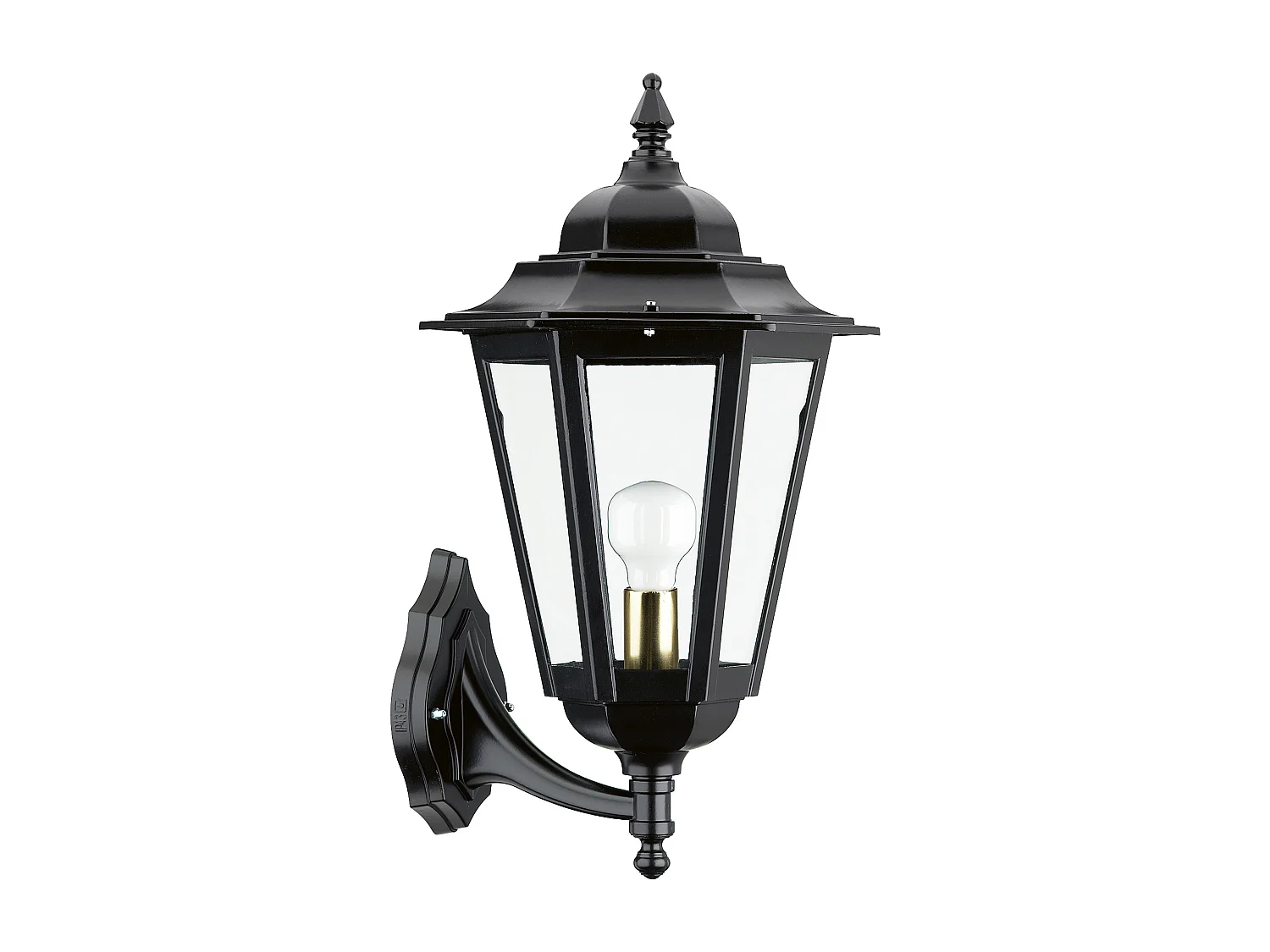 Lampa ?cienna ELITE 6 w stylu klasycznym – wys. 45 cm x szer. 31,5 cm – E27 42W – szk?o przezroczyste – IP44 – aluminium i kolor czarny 3715095