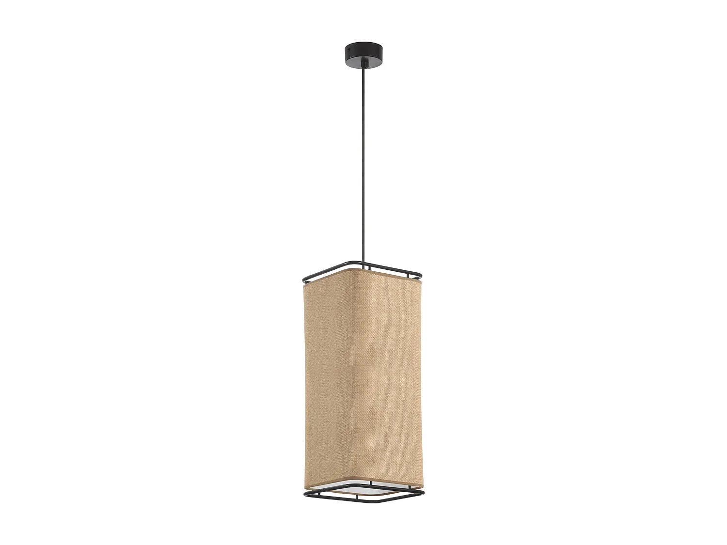 Lampa sufitowa w nowoczesnym stylu AKIRO - Szeroko?? 20 x wys. 130 cm max - klosz wys. 47 cm - E27 15W - IP20 - Stal i len - worek 3716389 - obrazek 1
