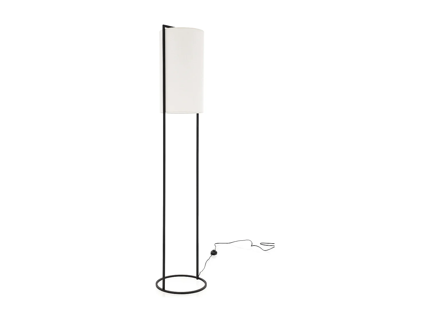 Lampa pod?ogowa SINTRA w nowoczesnym stylu - Wysoko?? 164 cm - E27 40W - klosz ø28 cm - kabel 2 metry - w??czanie i wy??czanie - stal i bawe?na - czarny 3716170 - obrazek 1