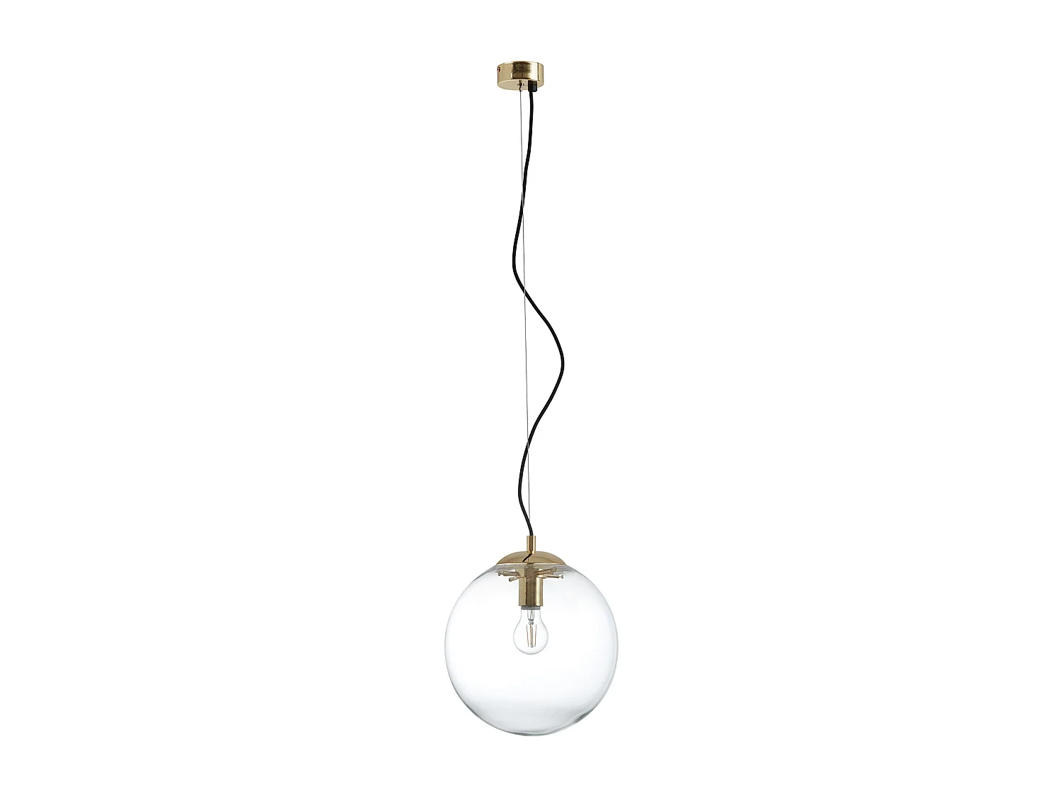 Lampa sufitowa OXY klasyczny i ponadczasowy styl - g?. ø35 cm x wys. 150 cm - E27 40W - przezroczysta kula ø35 cm - stal i z?oto 3748128 - obrazek 1