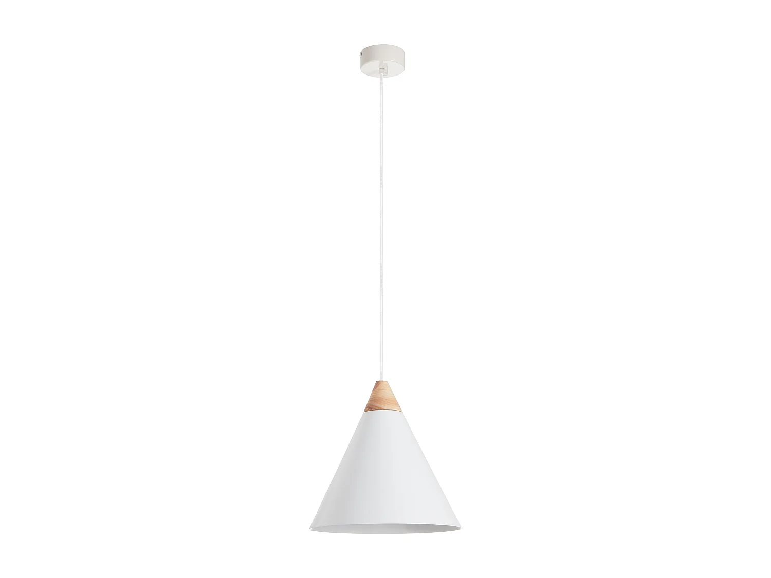 Lampa sufitowa ODA w stylu nowoczesnym - wys. 150 cm x g?. 25,5 cm - E27 60W - stal i drewno jesionowe - bia?y - IP 20 3748141 - obrazek 1