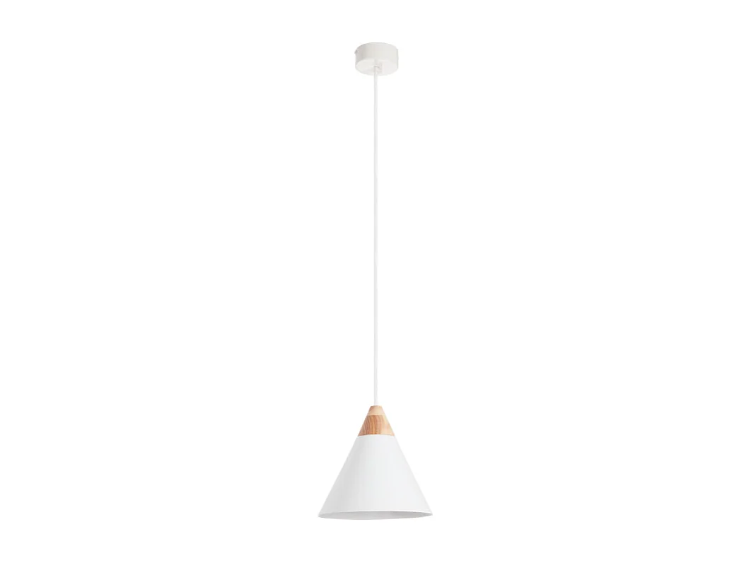 Lampa sufitowa ODA w stylu nowoczesnym - wys. 150 cm x g?. 20 cm - E27 60W - stal i drewno jesionowe - bia?y - IP 20 3748138 - obrazek 1