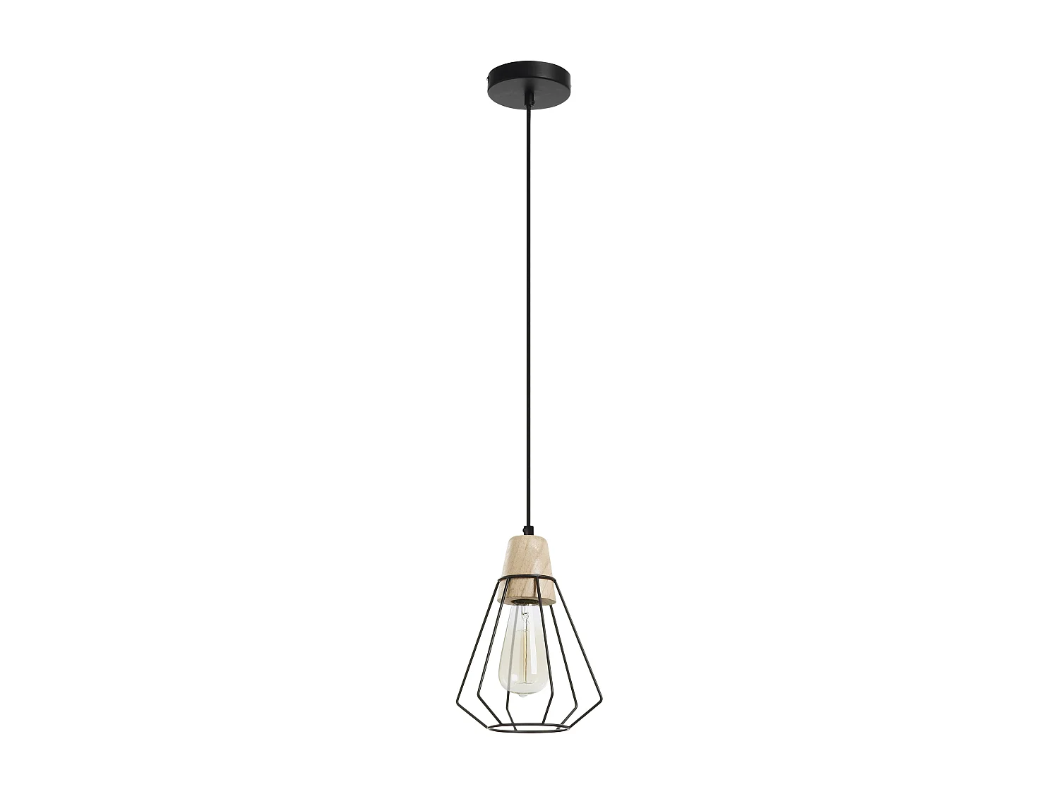 Lampa sufitowa ELGA w stylu nowoczesnym - wys. 120 cm - E27 60W - stal i drewno - czarny - ip20 3748148 - obrazek 1