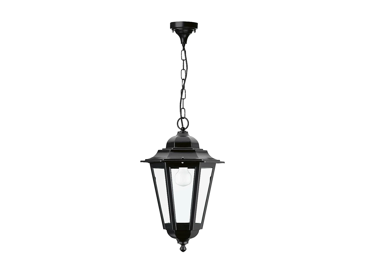 Lampa sufitowa ELITE 6 w stylu klasycznym - wys. 85 cm - E14 70W - szk?o przezroczyste - IP44 - aluminium i kolor czarny 3748157 - obrazek 1