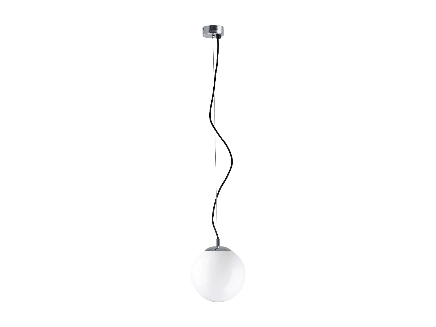 Lampa sufitowa OXY w klasycznym i ponadczasowym stylu - g?. ø25 cm x wys. 150 cm - E27 40W - opalowa kula ø25 cm - stal i kolor czarny 3748173 - obrazek 1