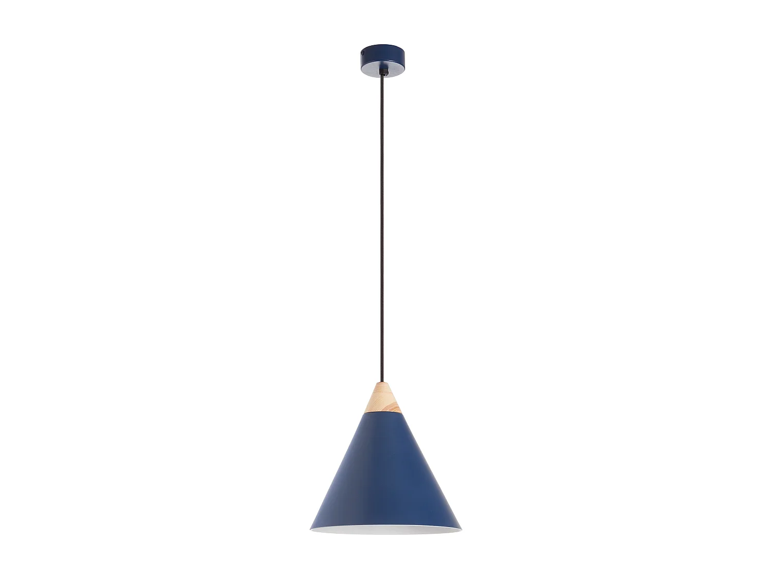 Lampa sufitowa ODA w stylu nowoczesnym - wys. 150 cm x g?. 25,5 cm - E27 60W - stal i drewno jesionowe - niebieski - IP 20 3748186 - obrazek 1