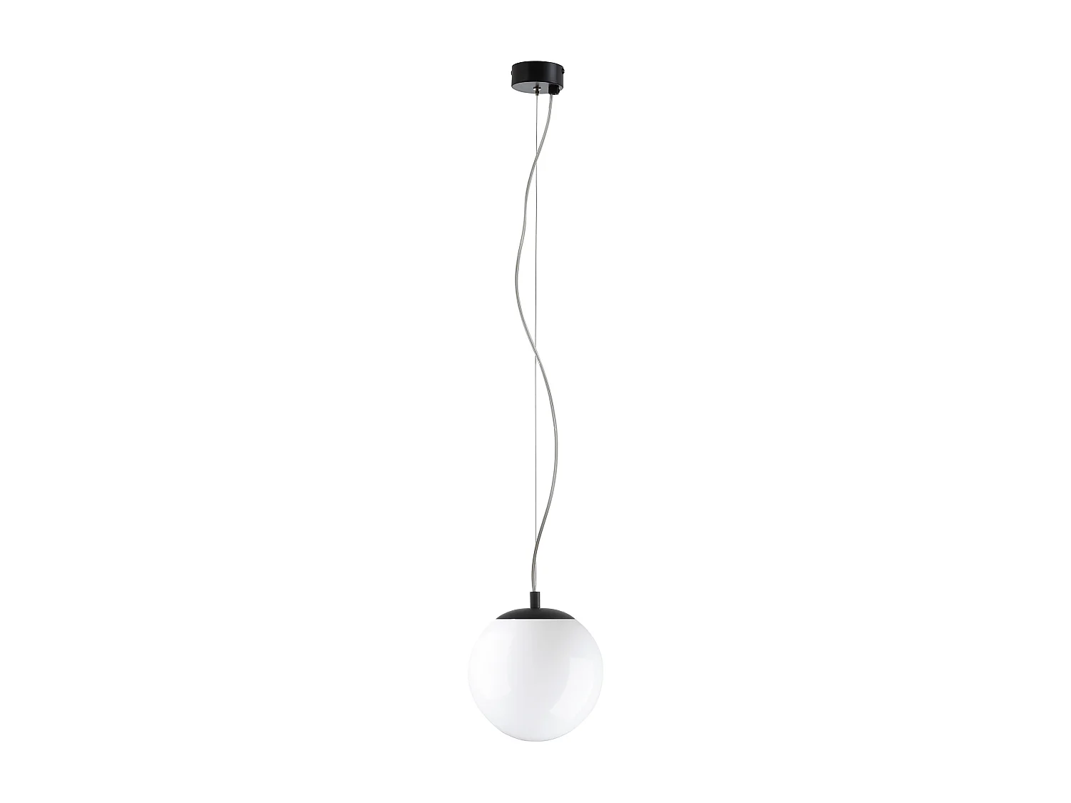Lampa sufitowa OXY w klasycznym i ponadczasowym stylu - g?. ø20 cm x wys. 150 cm - E27 40W - opalowa kula ø20 cm - stal i kolor czarny 3748197 - obrazek 1