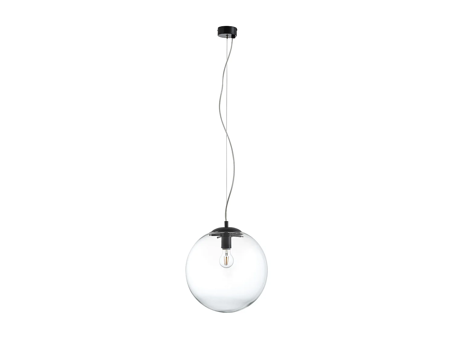 Lampa sufitowa OXY klasyczny i ponadczasowy styl - g?. ø30 cm x wys. 150 cm - E27 40W - przezroczysta kula ø30 cm - stal i kolor czarny 3748241 - obrazek 1
