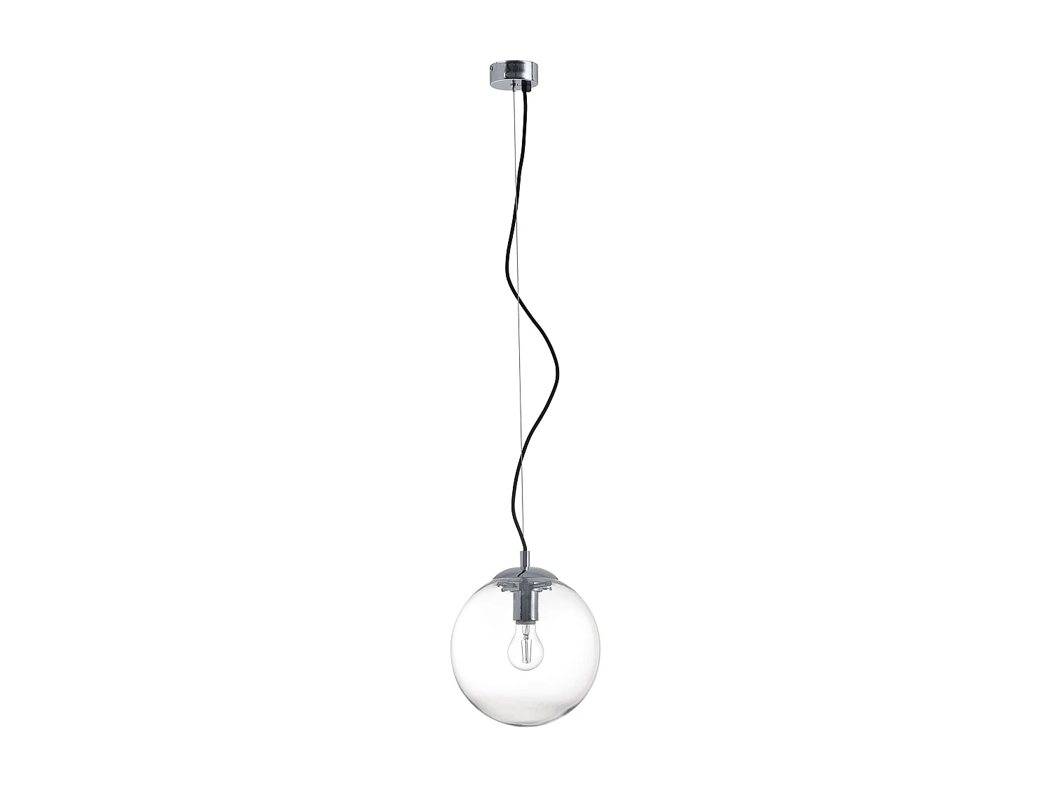 Lampa sufitowa OXY klasyczny i ponadczasowy styl - g?. ø25 cm x wys. 150 cm - E27 40W - przezroczysta kula ø25 cm - stal i chrom 3748242 - obrazek 1