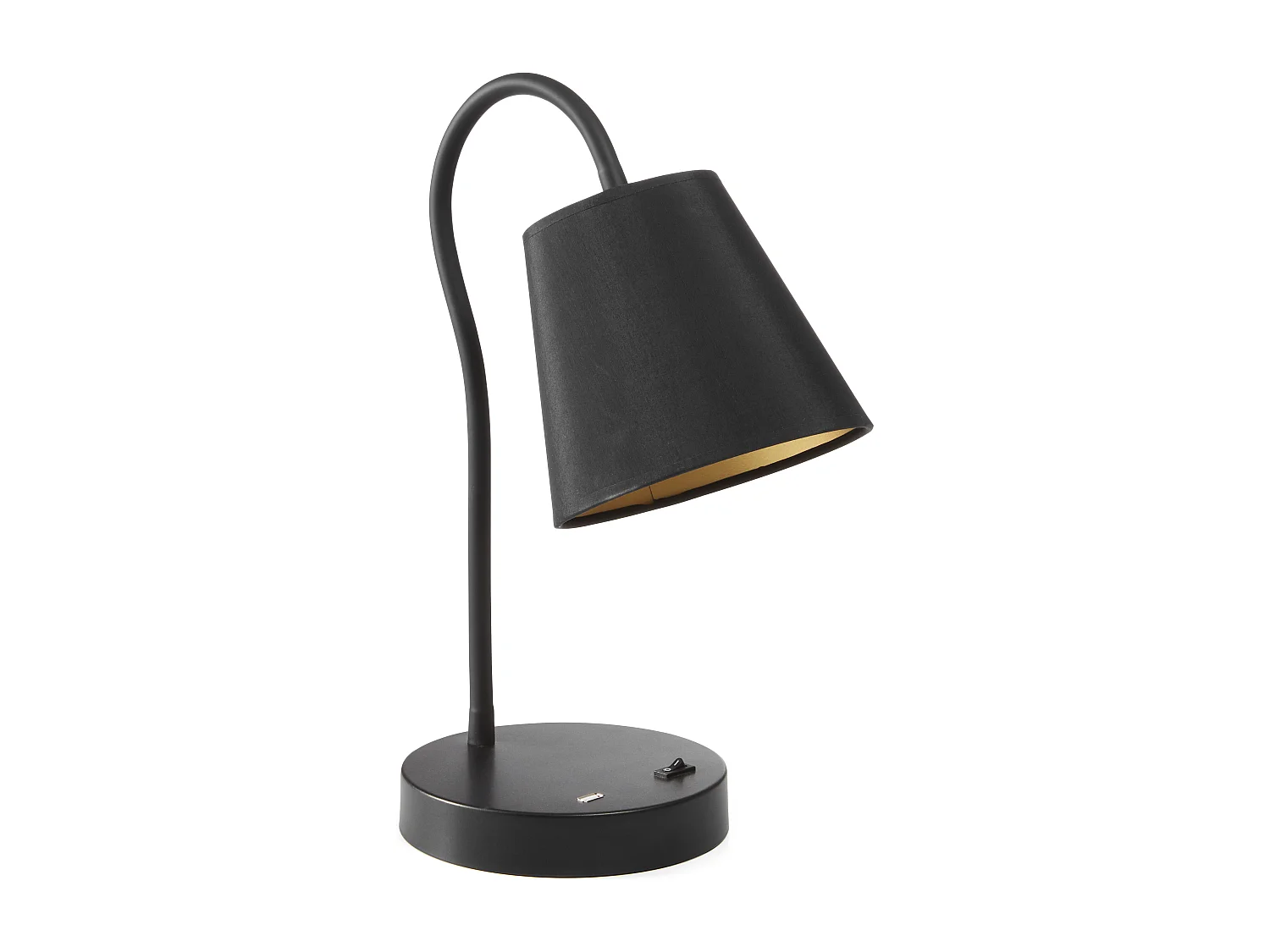 Lampa sto?owa MONTECARLO nowoczesny i funkcjonalny styl - E27 60W - kabel 1,5 metra - Wysoko?? 50 cm - w??czanie i wy??czanie - USB - stal i bawe?na - czarny 3752038 - obrazek 1