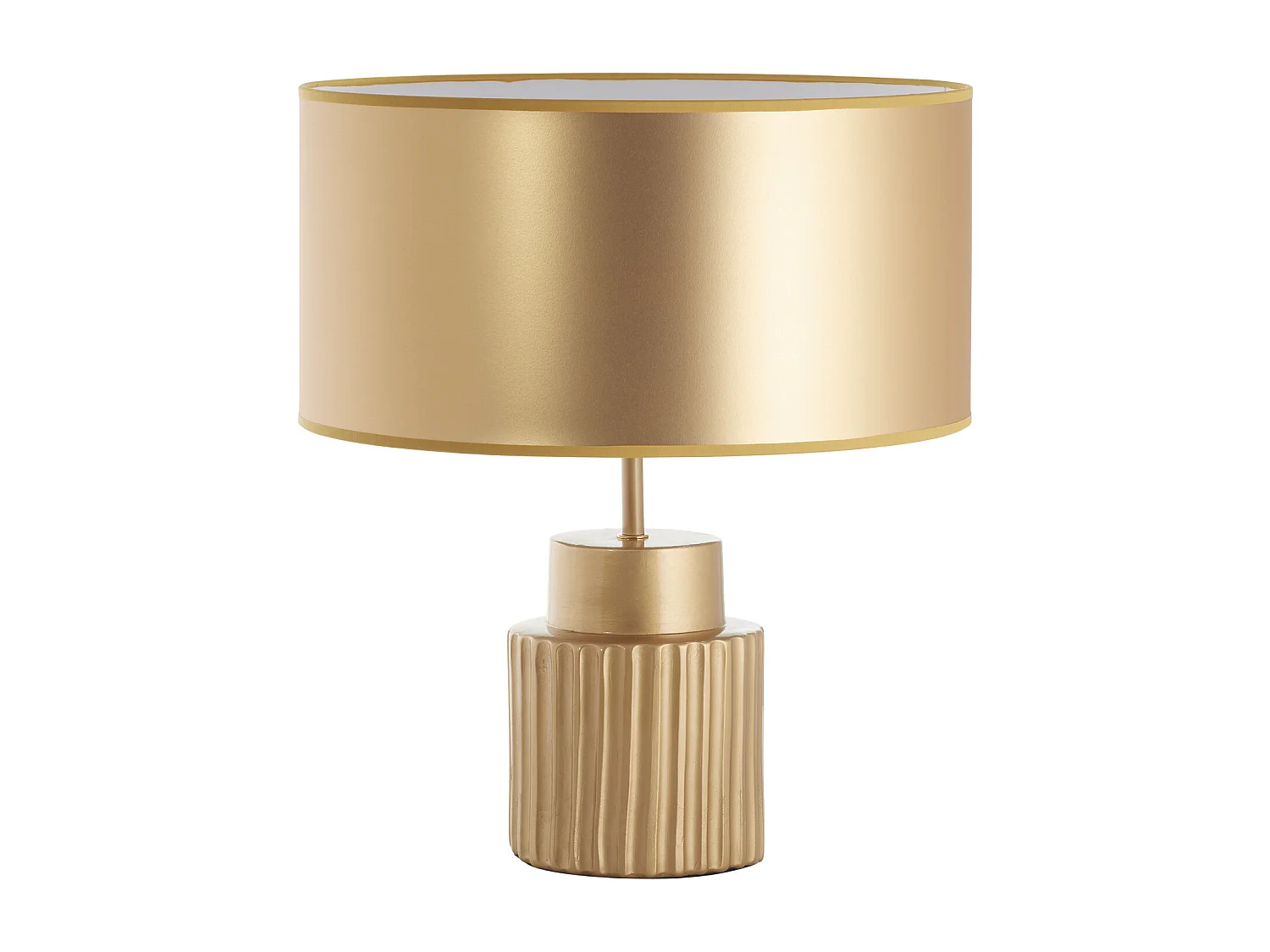 Lampa sto?owa CERAMIC styl klasyczny - E27 15W - Wysoko?? 46,5 cm - bawe?niany aba?ur ø38 cm - IP20 - kabel 2 m - on&off - ceramiczny i z?oty 3752043 - obrazek 1