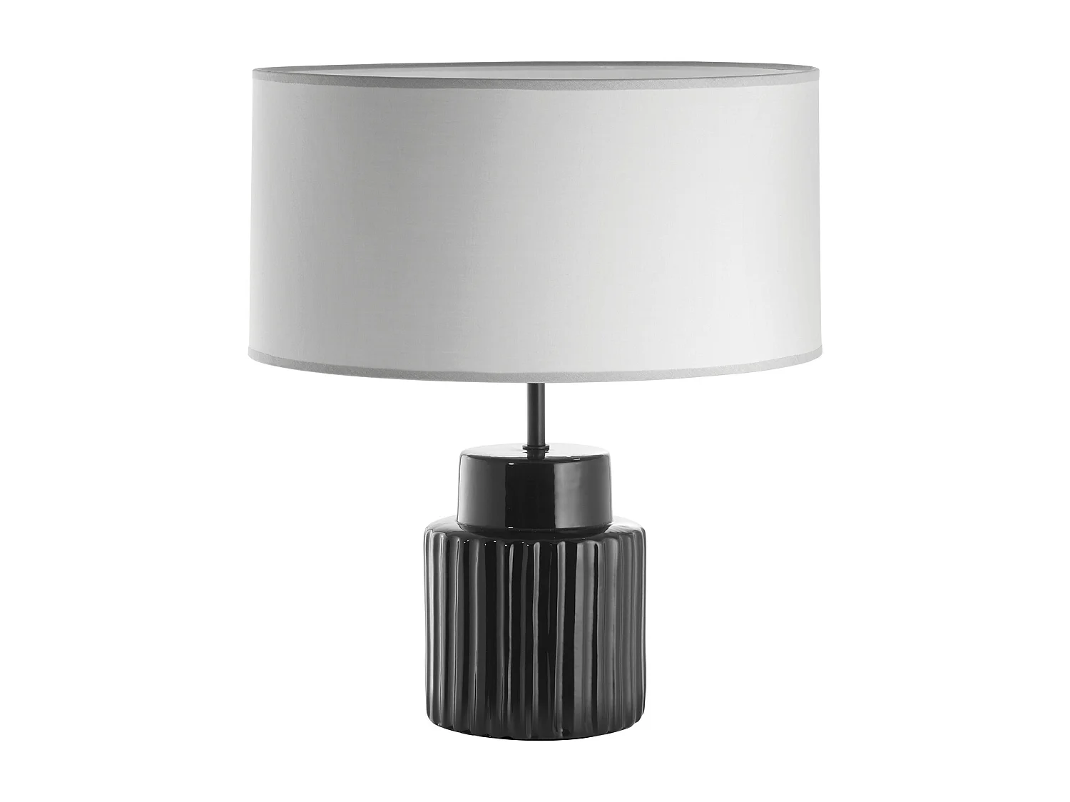 Lampa sto?owa CERAMIC styl klasyczny - E27 15W - Wysoko?? 46,5 cm - bawe?niany aba?ur ø38 cm - IP20 - kabel 2 m - on&off - ceramiczny - czarno-bia?y 3752048 - obrazek 1