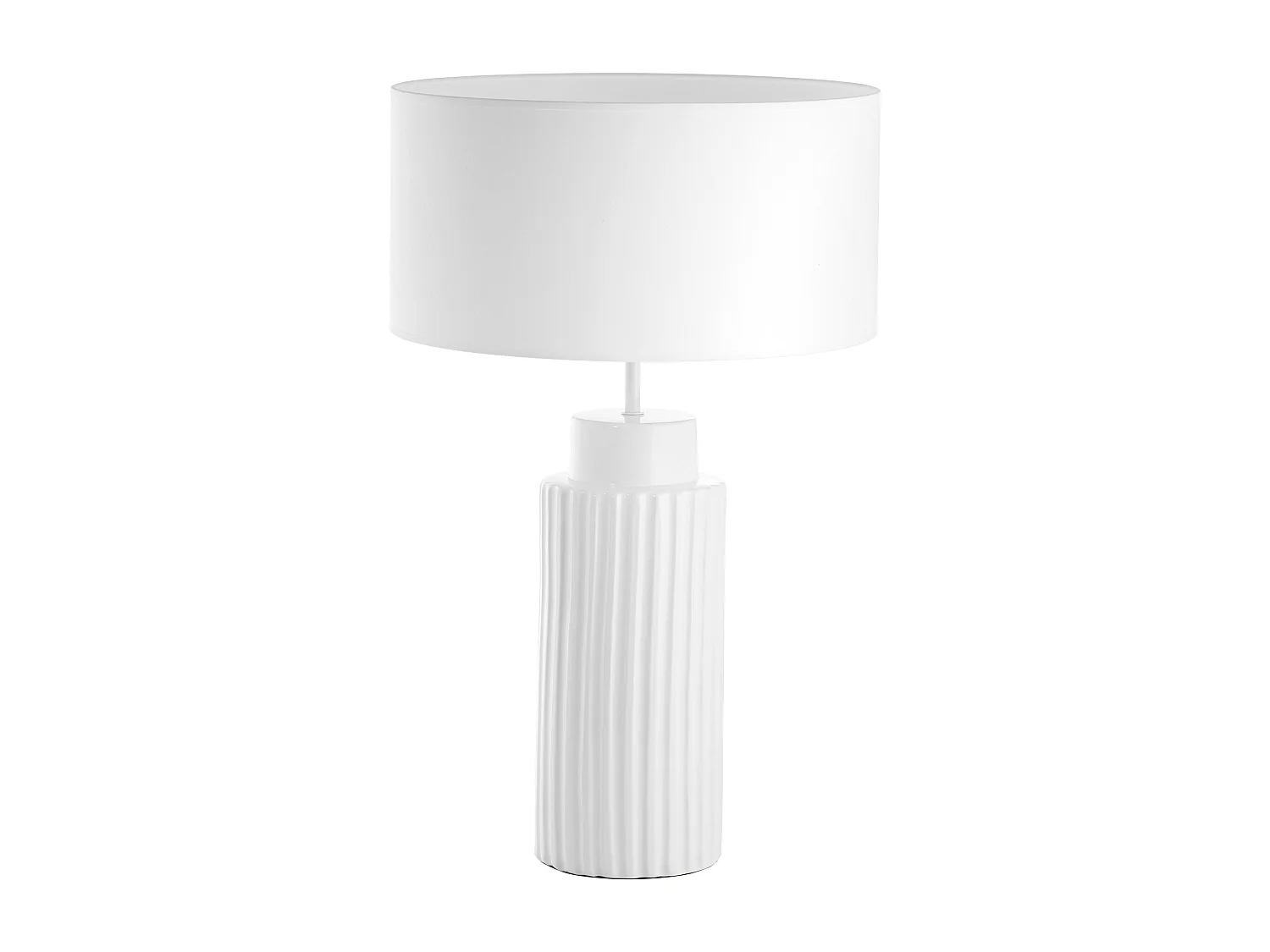 Lampa sto?owa CERAMIC styl klasyczny - E27 15W - Wysoko?? 63,5 cm - bawe?niany aba?ur ø38 cm - IP20 - kabel 2 m - on&off - ceramiczny i bia?y 3752056 - obrazek 1