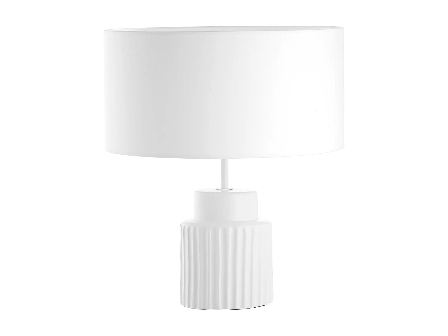 Lampa sto?owa CERAMIC styl klasyczny - E27 15W - Wysoko?? 46,5 cm - bawe?niany aba?ur ø38 cm - IP20 - kabel 2 m - on&off - ceramiczny i bia?y 3752062 - obrazek 1