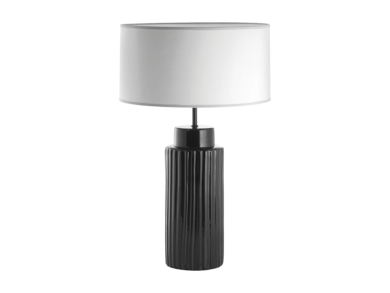 Lampa sto?owa CERAMIC styl klasyczny - E27 15W - Wysoko?? 63,5 cm - bawe?niany aba?ur ø38 cm - IP20 - kabel 2 m - on&off - ceramiczny - czarno-bia?y 3752065 - obrazek 1