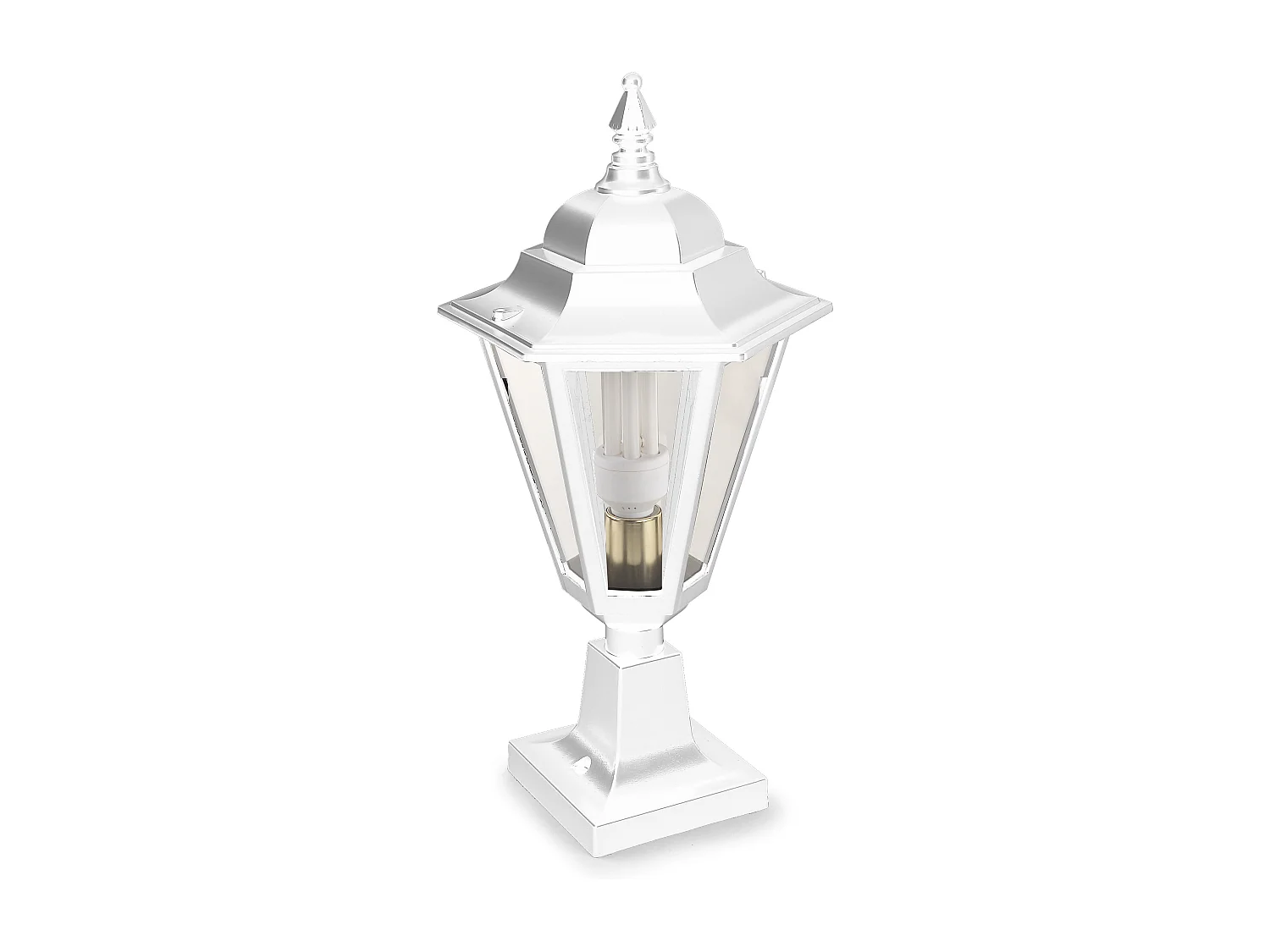 Lampa zewn?trzna ELITE 6 w stylu klasycznym - Wysoko?? 63 cm x szeroko?? 31 cm - E27 42W - Szk?o matowe - IP44 - aluminium i bia?y 3767575 - obrazek 1