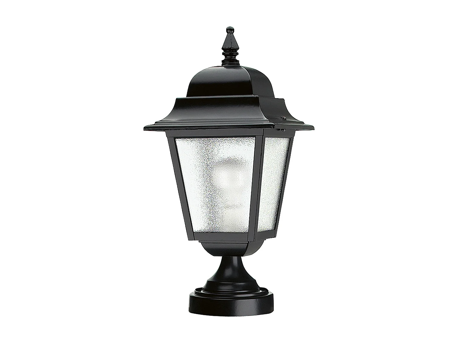 Lampa zewn?trzna ELITE 4 w stylu klasycznym - wys. 37 cm - E27 42W - szk?o matowe - aluminium - czarny - IP55 3767592 - obrazek 1