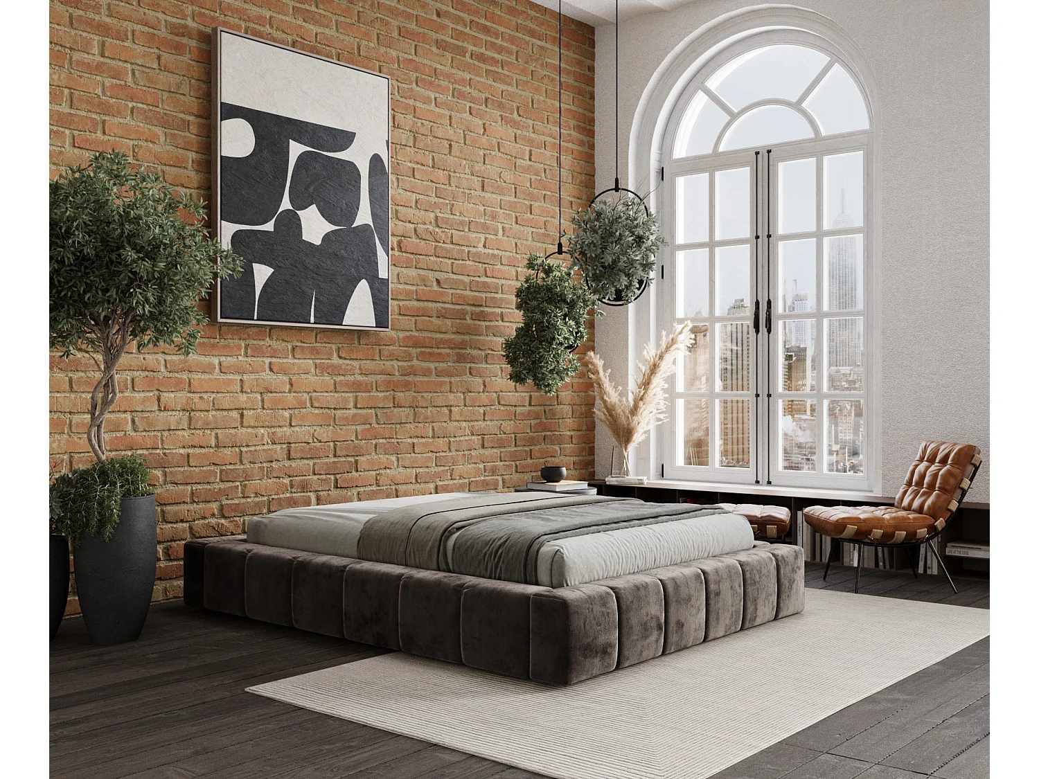 Łóżko tapicerowane Aruba - 180 x 200 cm - szenil - brązowy 3777415 - obrazek 1