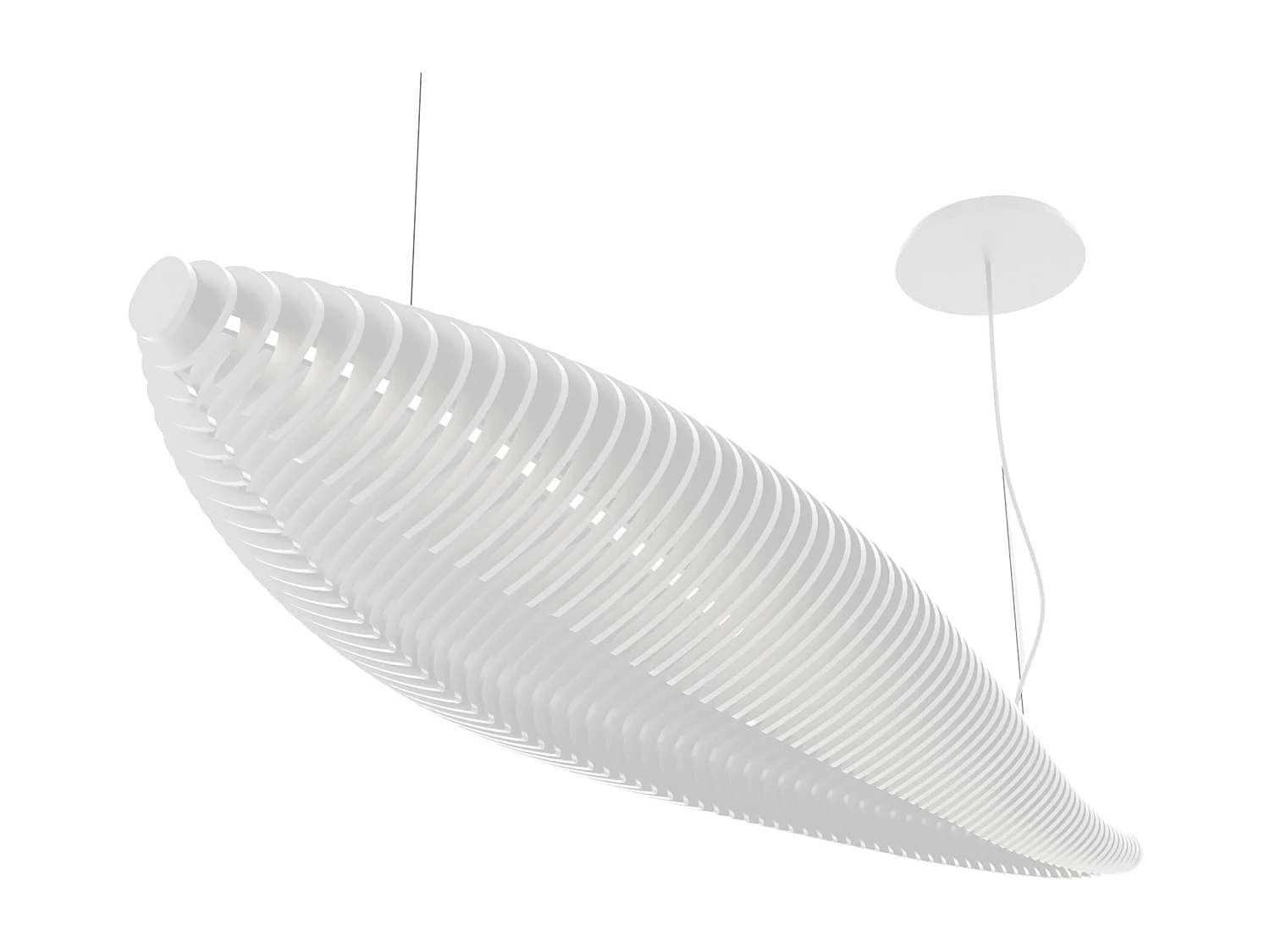 Lampa sufitowa z drewna i aluminium FISH - styl nowoczesny - D?ugo?? 142,7 x szeroko?? 42,8 cm x wys. 150 cm max - IP20, 26W LED SMD - 3170 lm - 4K - 120° - bia?a 3748244 - obrazek 1