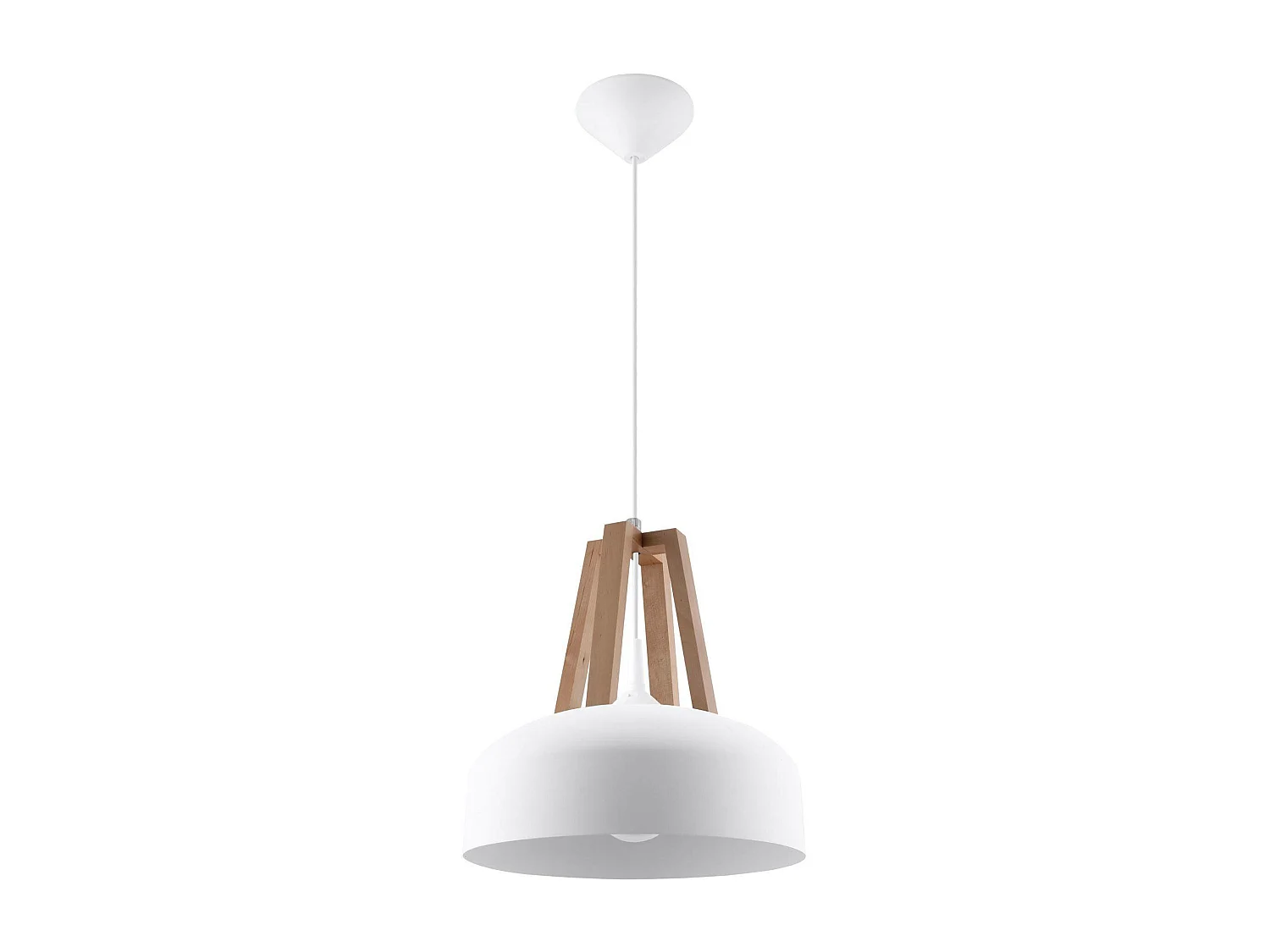 Lampa wisząca CASCO biała/naturalne drewno 1358811
