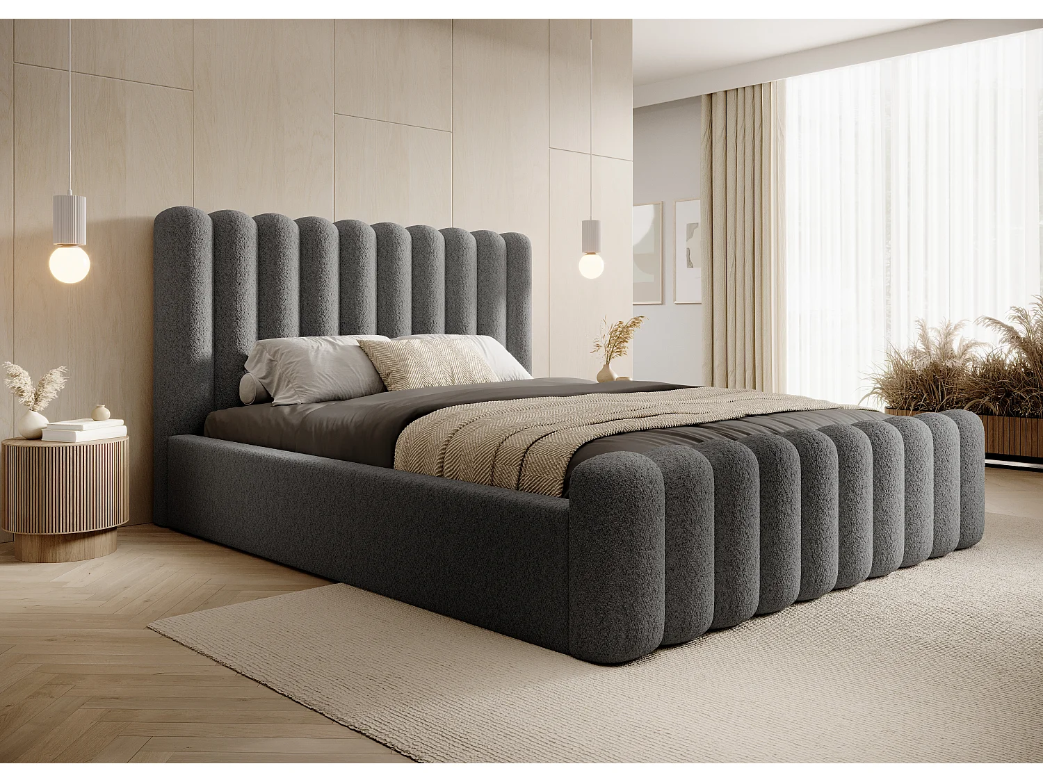 Łóżko skrzyniowe Mona VII DomoHome, nowoczesny design z dużą przestrzenią do przechowywania, 180x200 cm, SZARY 3912381 - obrazek 1