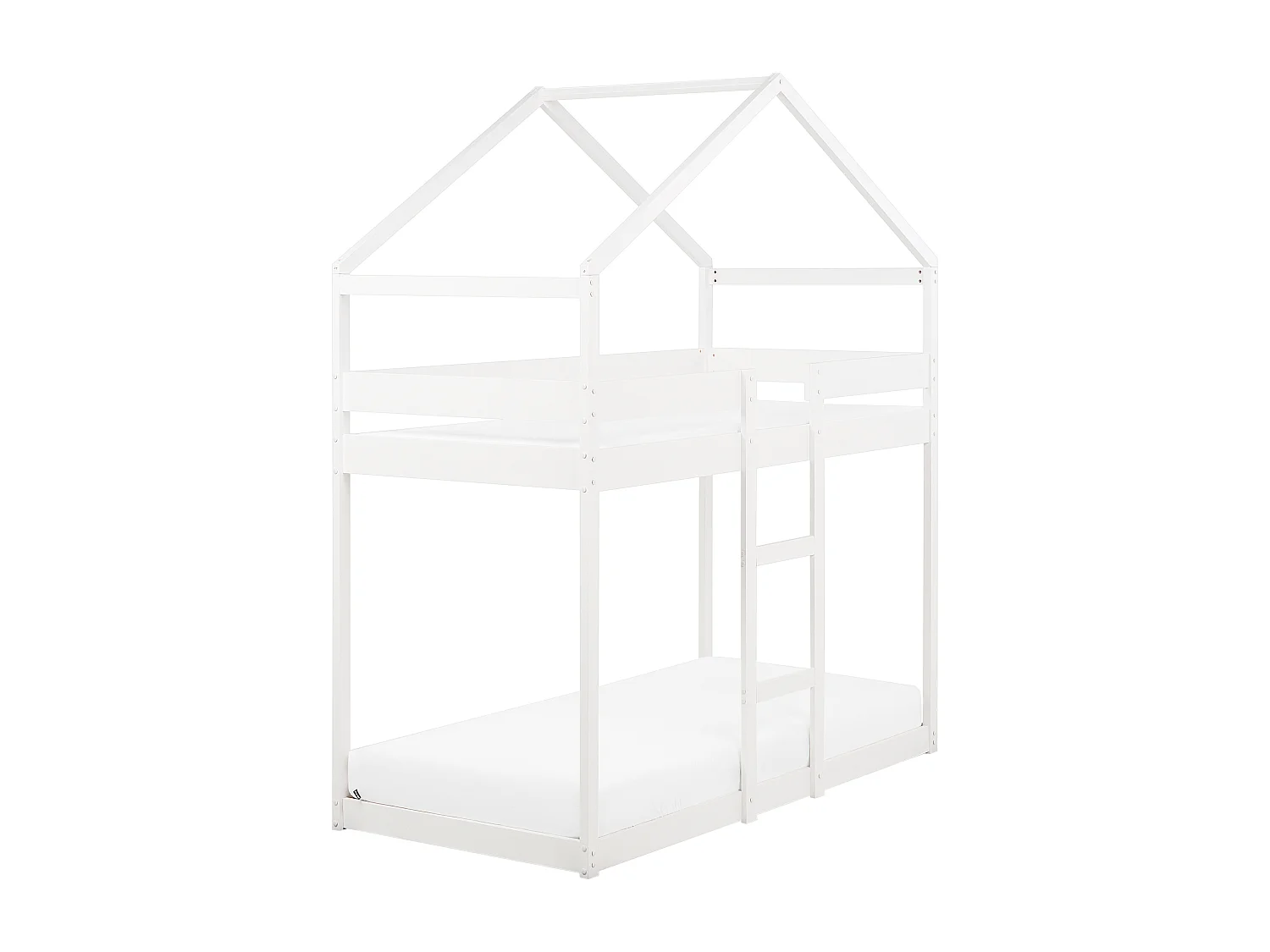 Łóżko piętrowe Domek Drewno sosnowe LABATUT 90 x 200 cm Biały 3096518 - obrazek 1