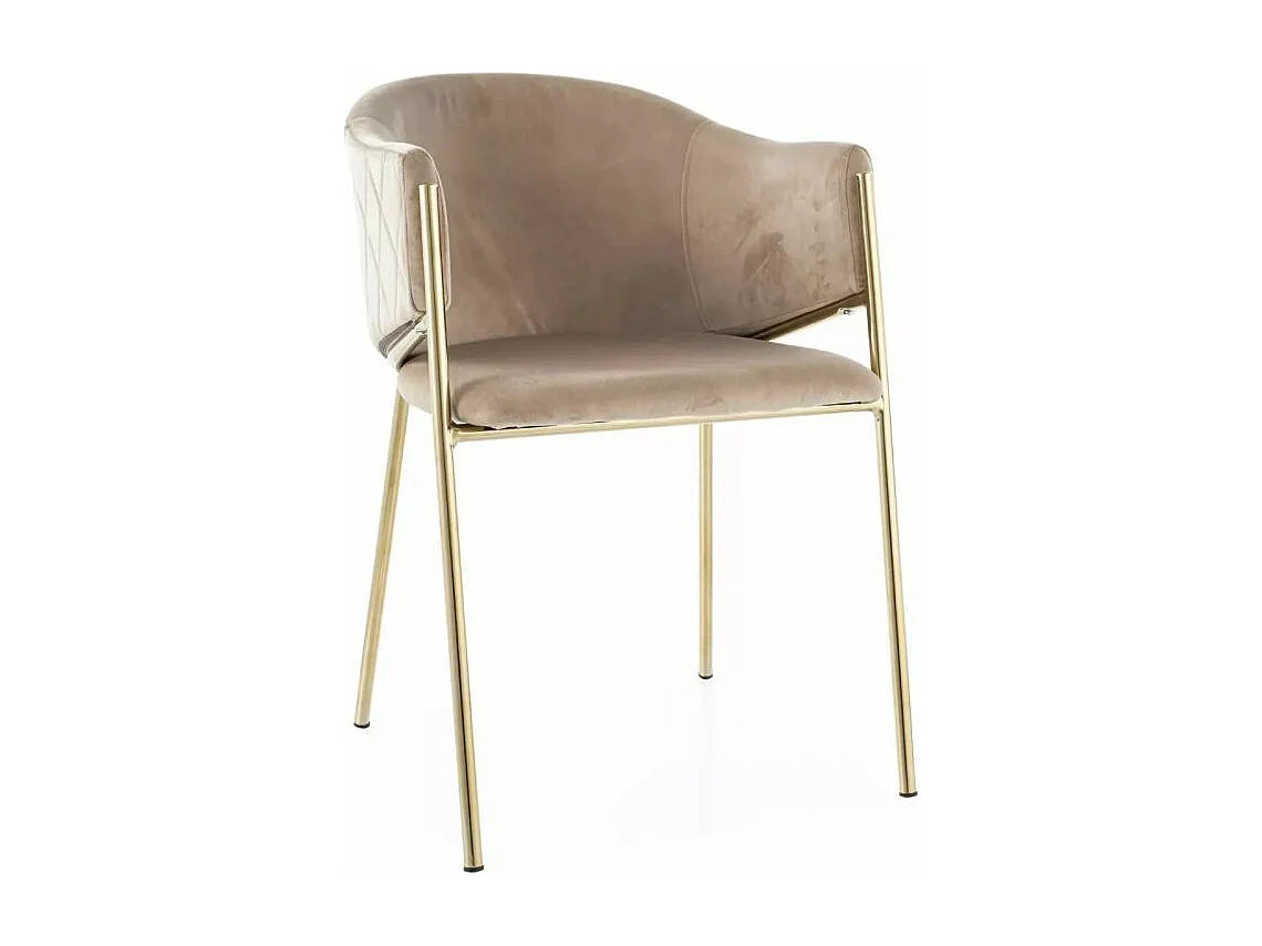 Krzesło tapicerowane BONO VELVET beżowe/złote 3957805 - obrazek 1