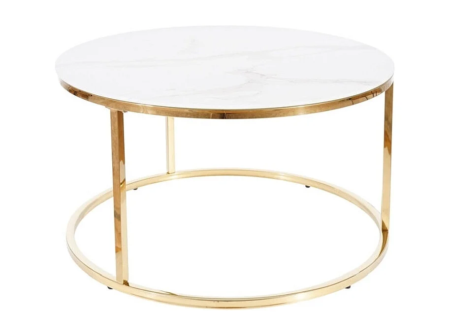 Ława SABINE 80×80 biały marmur/złota 4008750