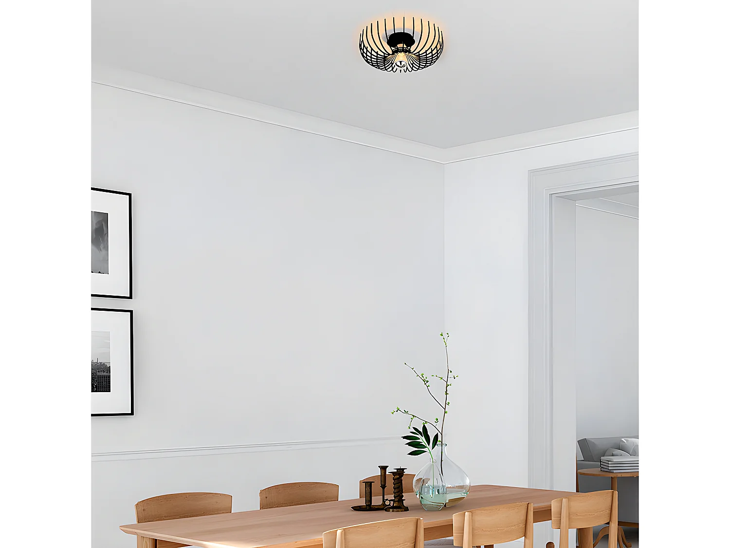 Lampa sufitowa ASPENDOS, z metalowego drutu – 36 × 12 cm (śr. × wys.) – kolor czarny 135351 - obrazek 1