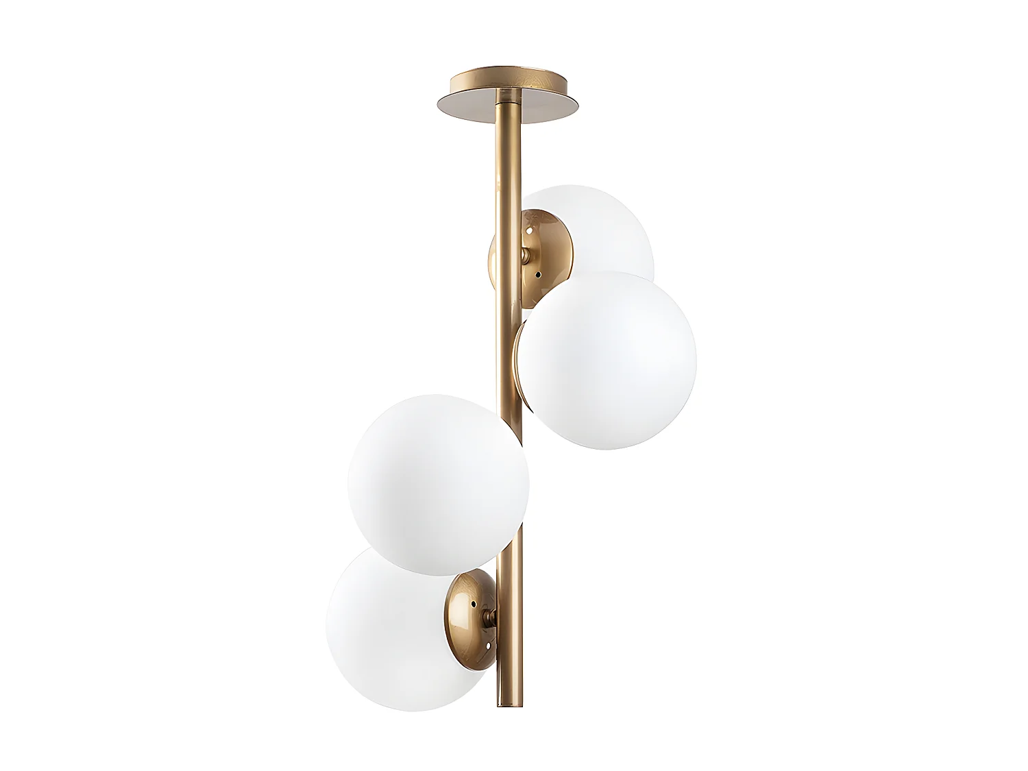 Lampa wisząca FAZE z metalu i szkła, 4 klosze – 32 × 53 cm (śr. × wys.) – kolor złoty i biały 135377 - obrazek 1