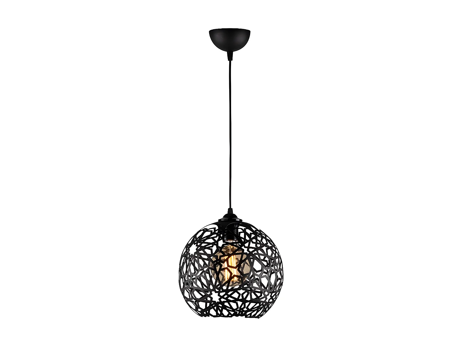 Lampa wisząca z metalowego drutu CELINDRA z regulacją długości – 25 × 39/119 cm (śr. × wys.) – kolor czarny 135385 - obrazek 1