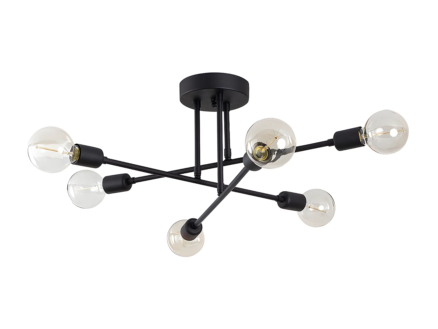 Lampa sufitowa FLOWERA z metalu – 3 ramiona – 64 × 30 cm (szer. × wys.) – kolor czarny 135389 - obrazek 1