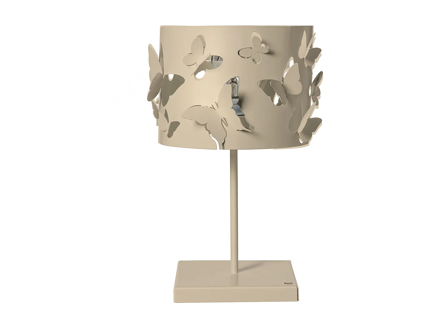 Lampa stołowa Farfallosa 20x20x37,2 cm z perforowanego żelaza z wytłoczonymi motylami. Dekoracyjny efekt świetlny. Gniazdo E27. Wyprodukowano we Włoszech. Kremowy. 4104907 - obrazek 1