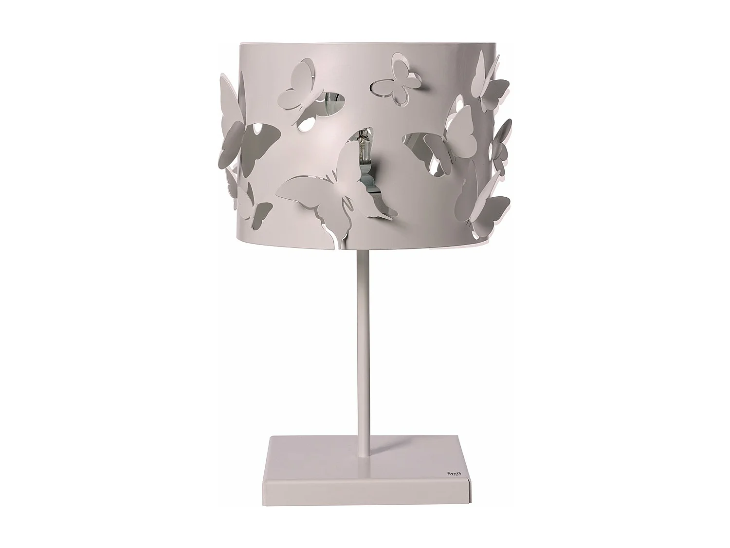 Lampa stołowa Farfallosa 20x20x37,2 cm z perforowanego żelaza z wytłoczonymi motylami. Dekoracyjny efekt świetlny. Gniazdo E27. Wyprodukowano we Włoszech. Gelso 4104932 - obrazek 1