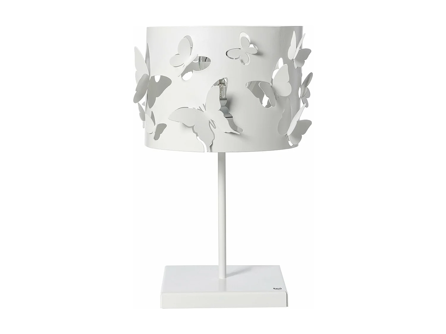 Lampa stołowa Farfallosa 20x20x37,2 cm z perforowanego żelaza z wytłoczonymi motylami. Dekoracyjny efekt świetlny. Gniazdo E27. Wyprodukowano we Włoszech. Biały. 4104940 - obrazek 1